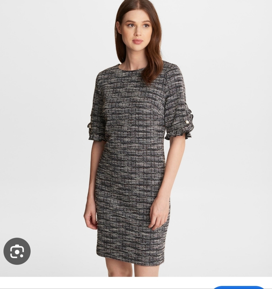 KARL LAGERFELD PARIS Women's Tweed Belted Puff-Sleeve Dress - Size 8 Nwt